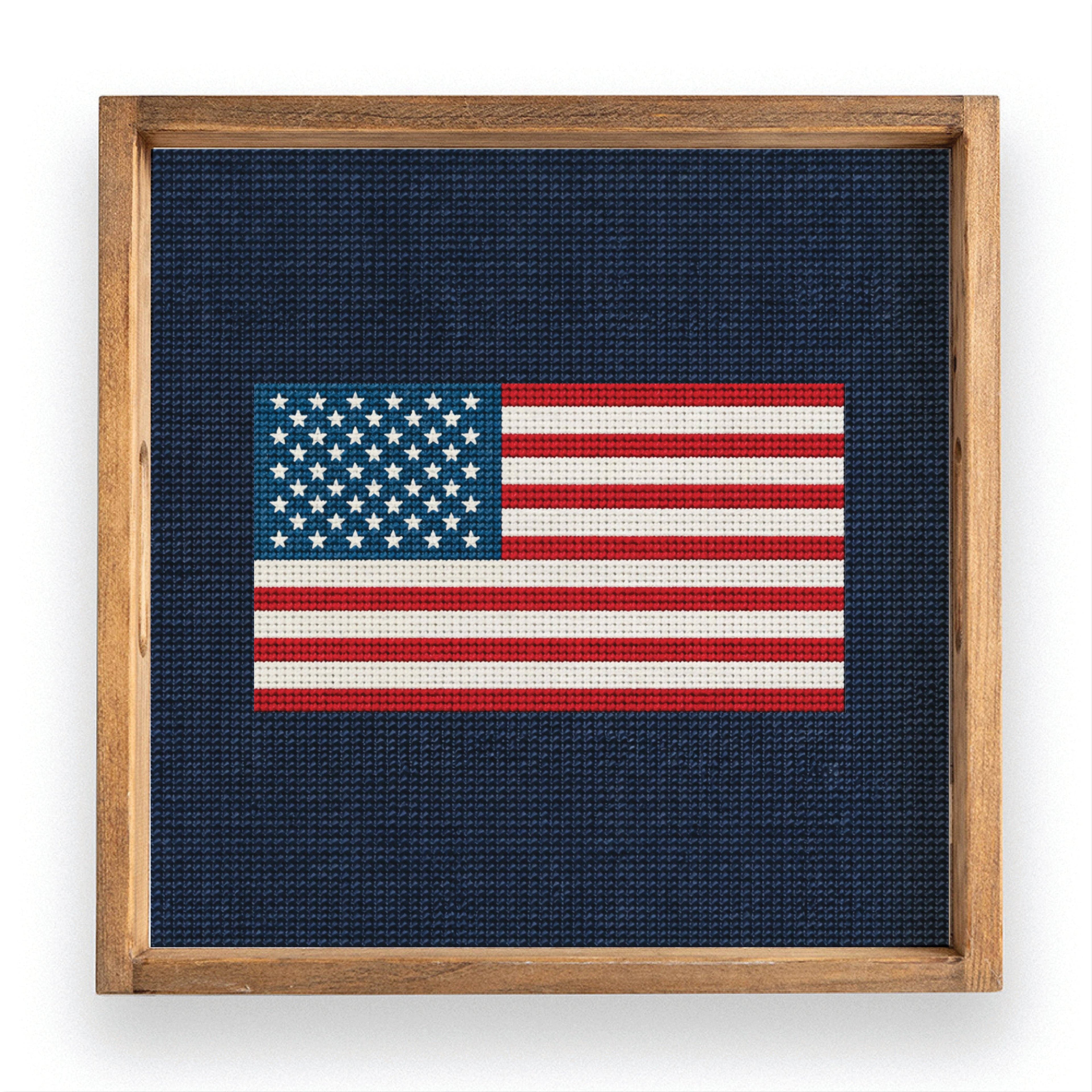 American Flag Needlepoint Serving Tray