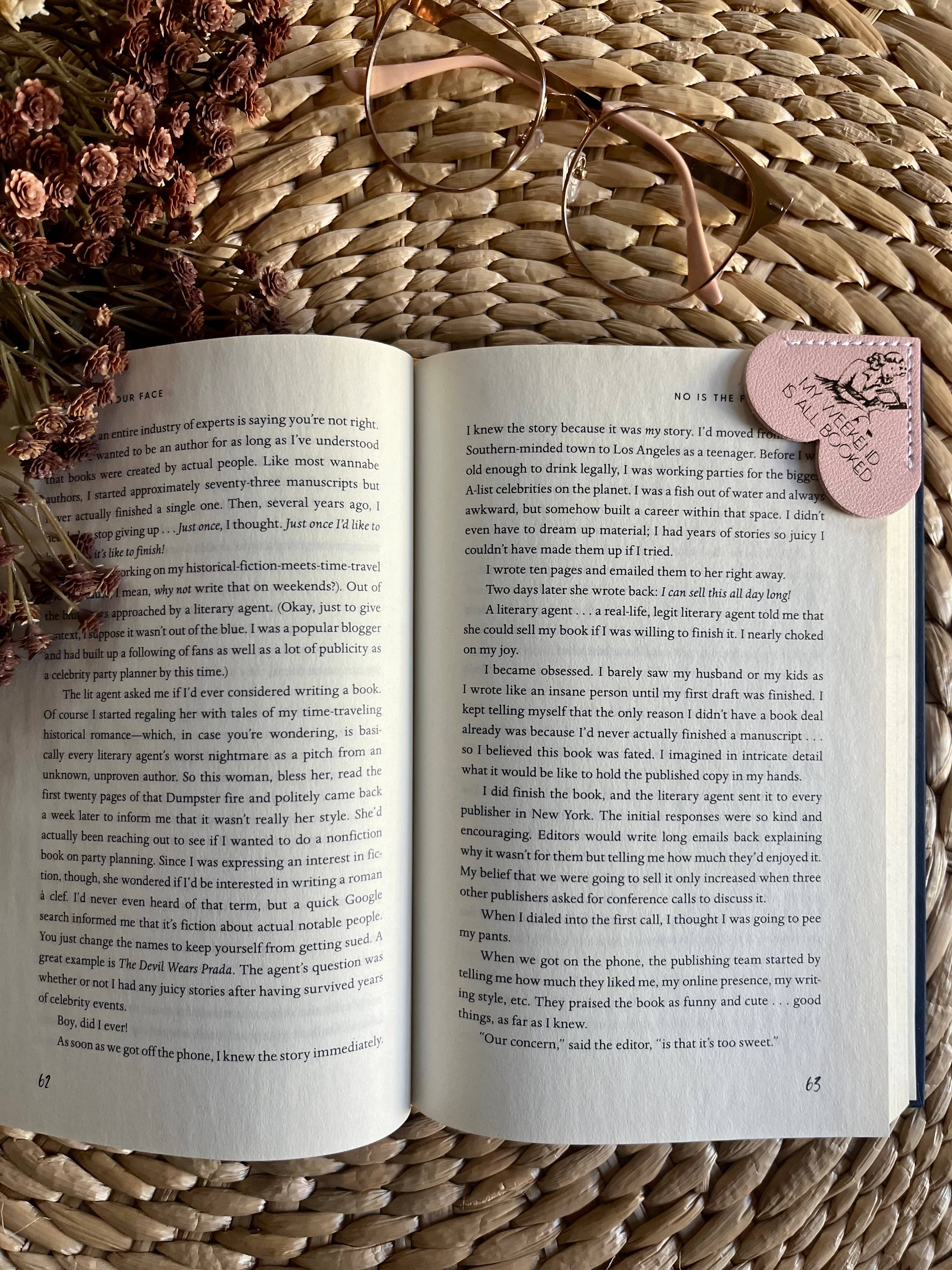 Retro Weekend is Booked Leather Heart Bookmark Ear
