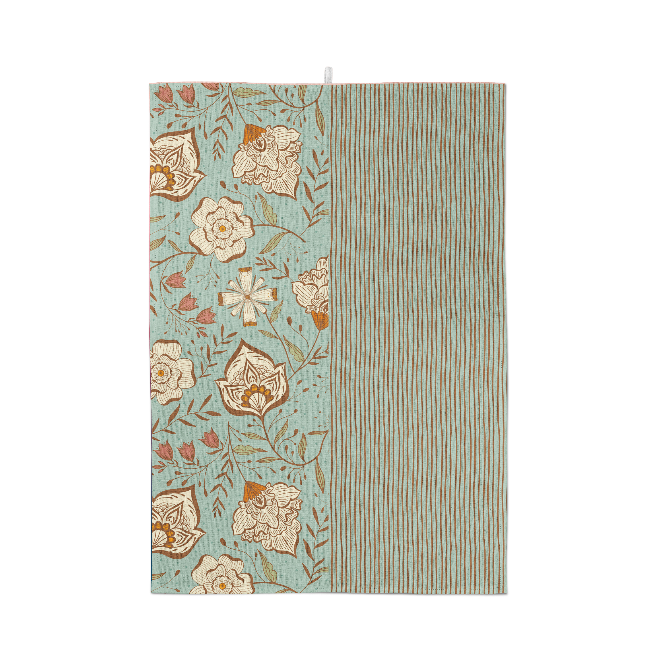 Green  Garden Cotton Tea Towel – Botanical Floral Design