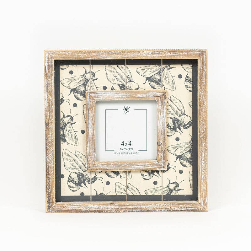15663 - 10x10x1.5 wd phto frm (BEES) gy/tn (4x4)