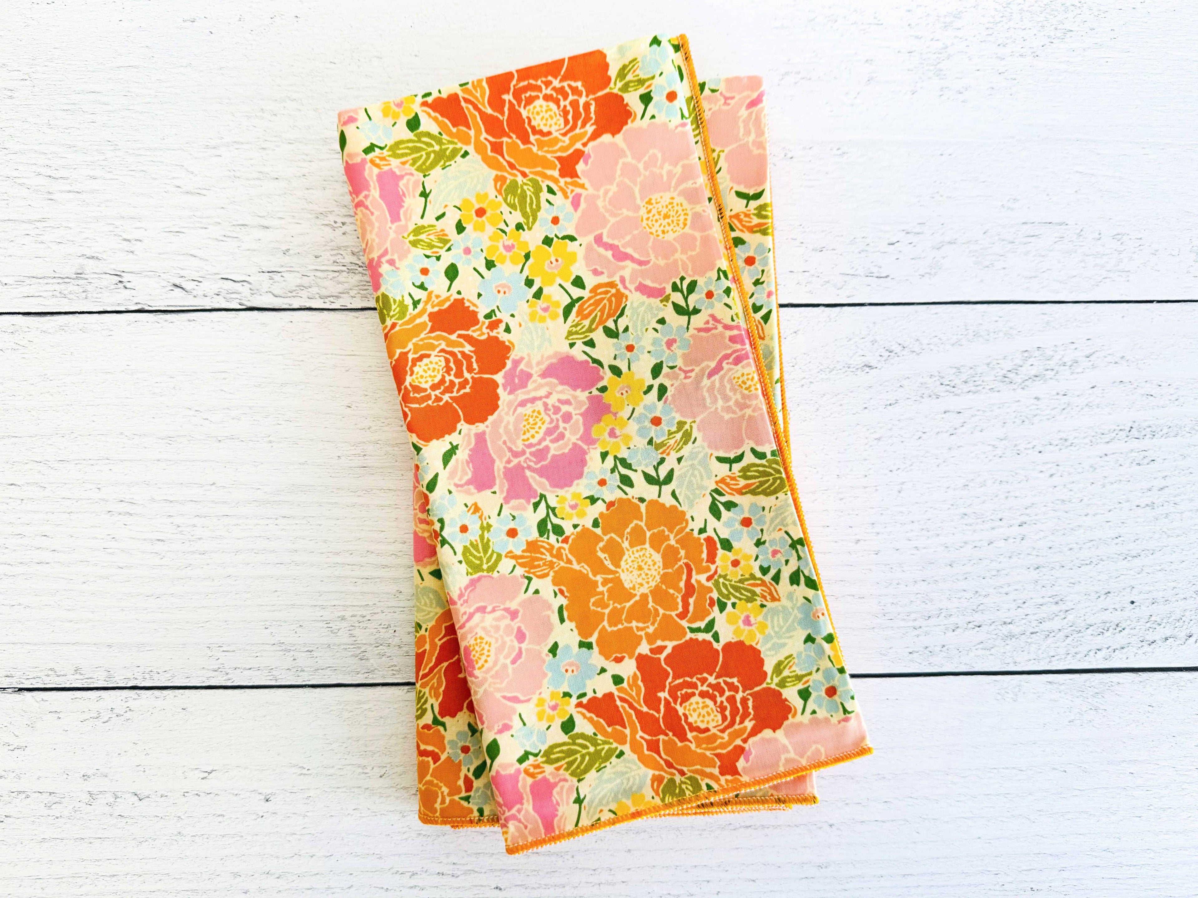 DOT AND ARMY- Marigold Cloth Napkins, set of four