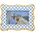 Mediterranean Blue & Yellow-8.25"x6.5" Picture Frame Holds 6" x 4" Photo