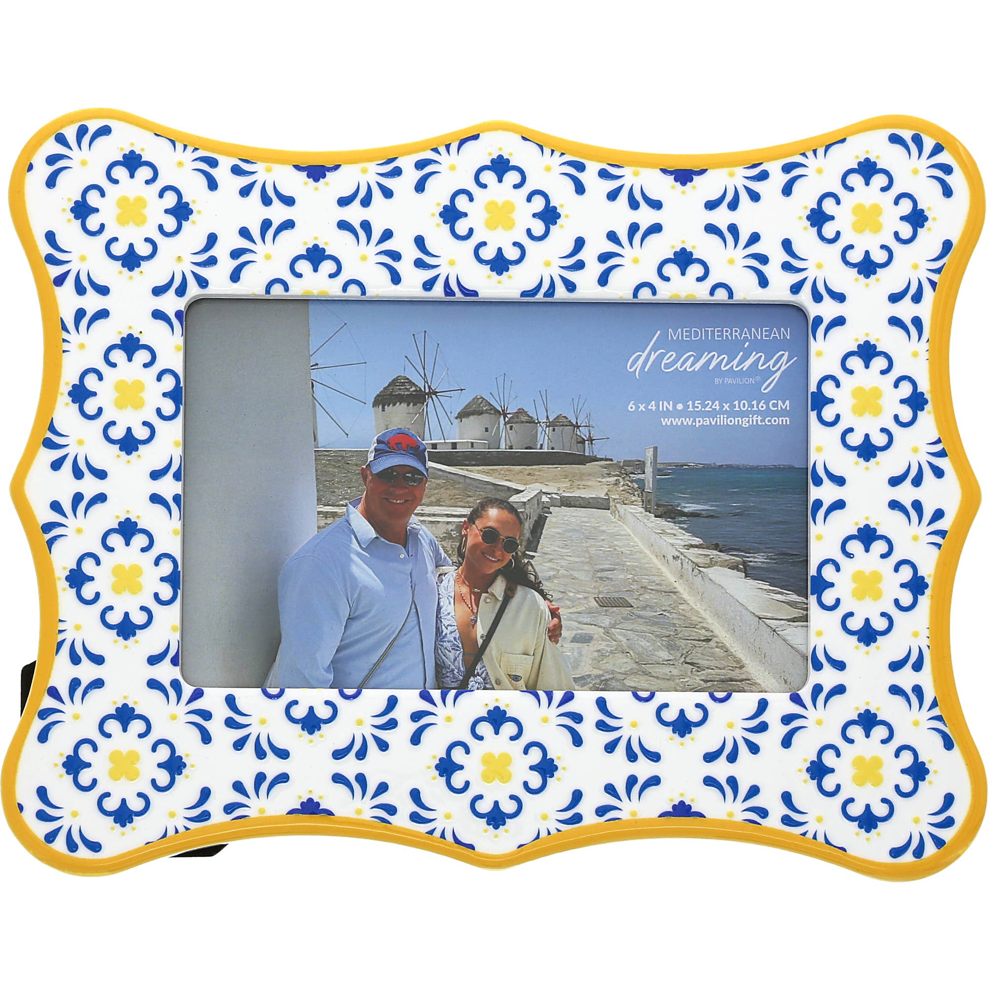 Mediterranean Blue & Yellow-8.25"x6.5" Picture Frame Holds 6" x 4" Photo