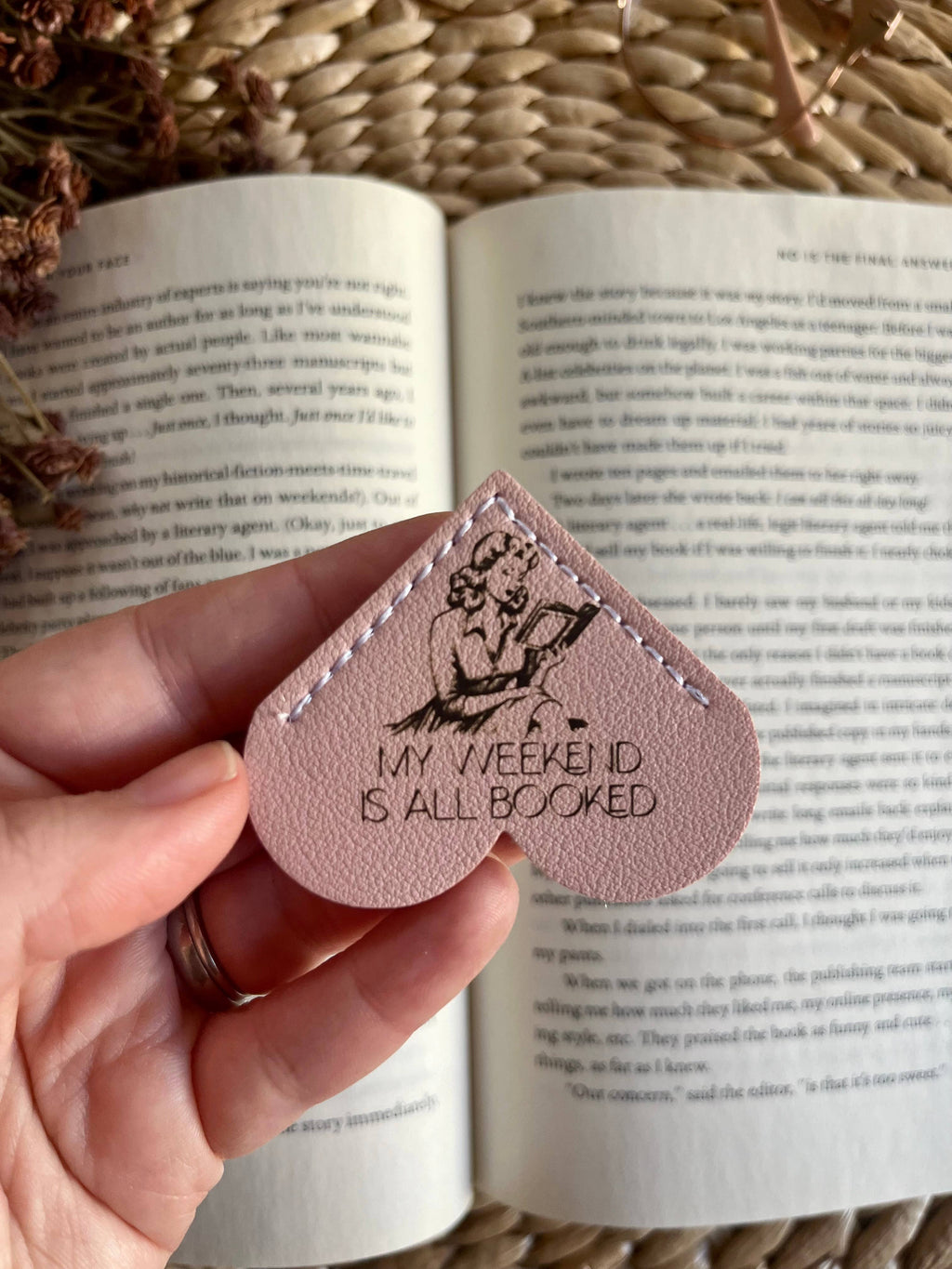 Retro Weekend is Booked Leather Heart Bookmark Ear