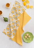 Yellow flowers Cotton Tea Towel – Bright Floral Design