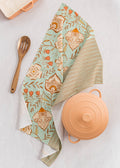 Green  Garden Cotton Tea Towel – Botanical Floral Design