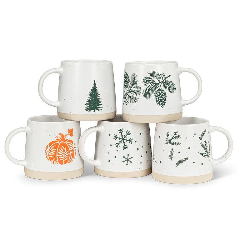 Mug with Snowflakes wide bottom 3.5"H(14oz)