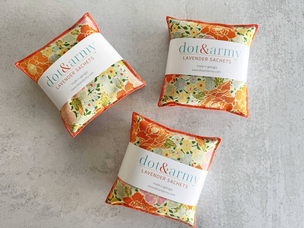 DOT AND ARMY -Marigold Lavender Sachets, set of two