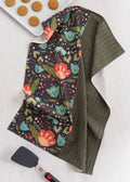 Dark Flowers Cotton Tea Towel – Spring Floral Design