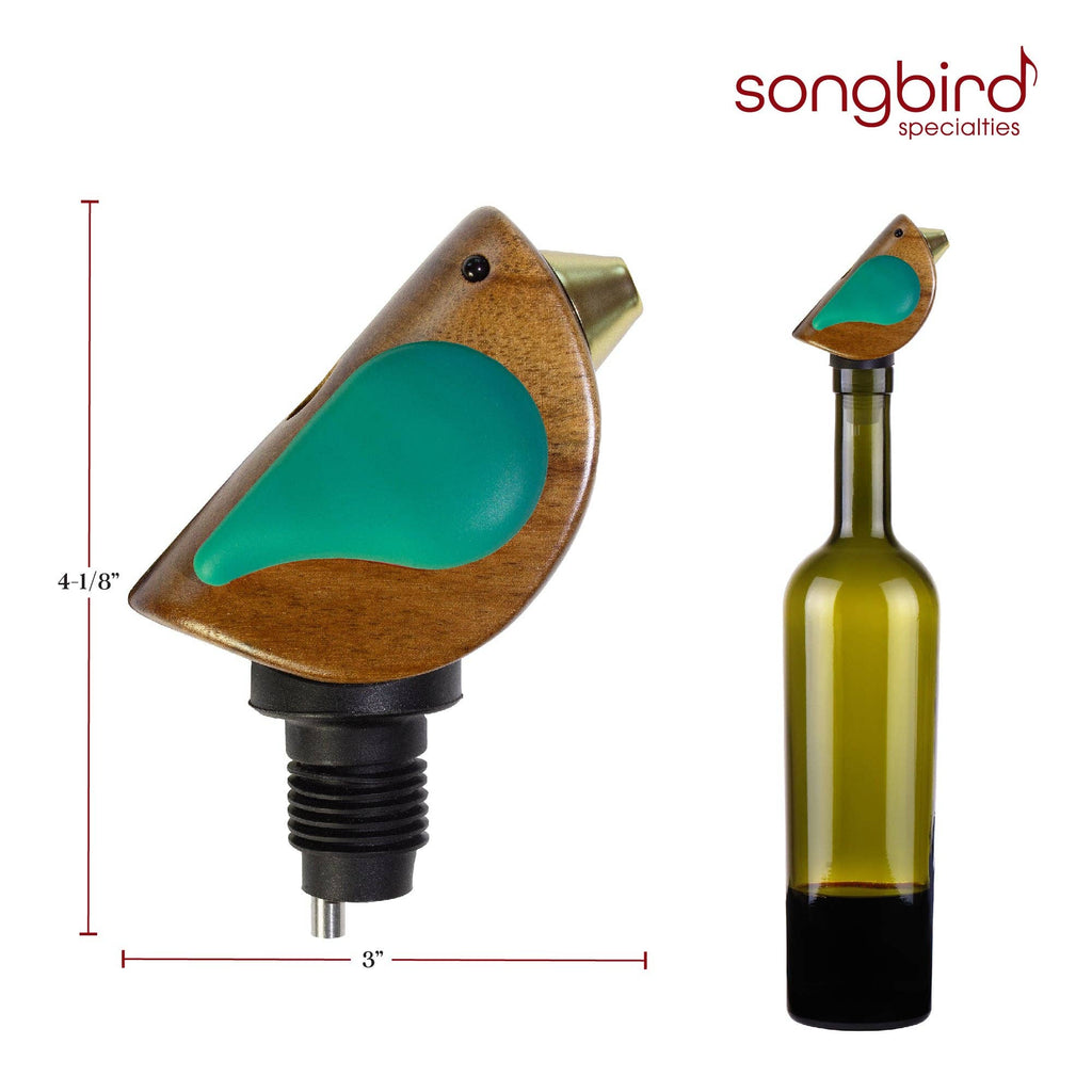 Songbird- "Singing" Wine Bottle Pourer Turquoise