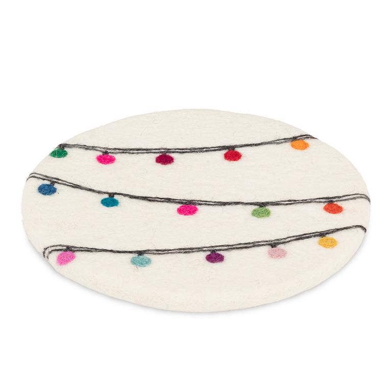 Trivet Round Christmas Lights