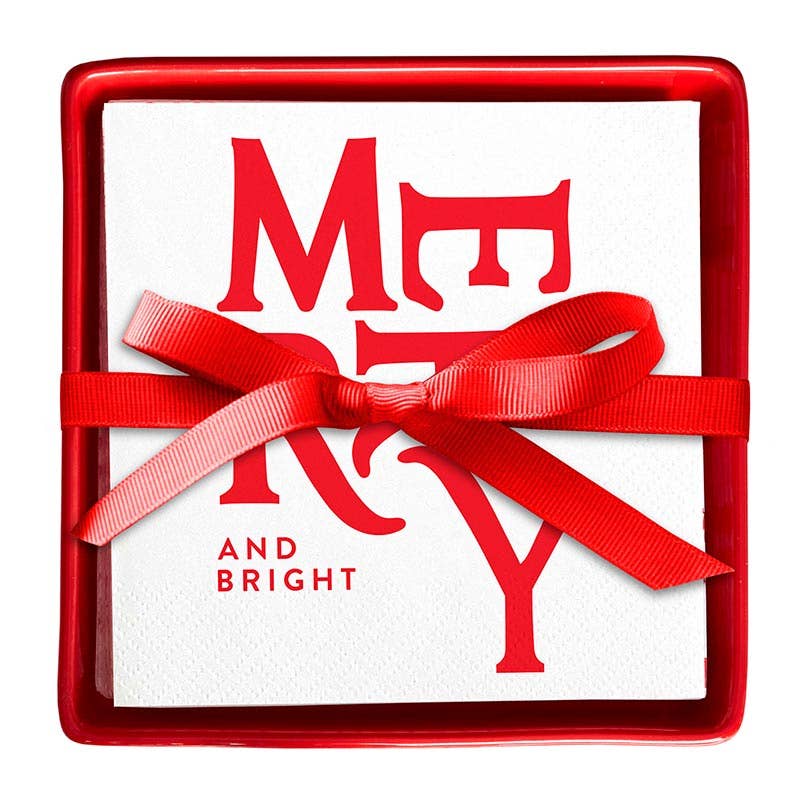 Ceramic Napkin Tray-Gift Set Merry + Bright