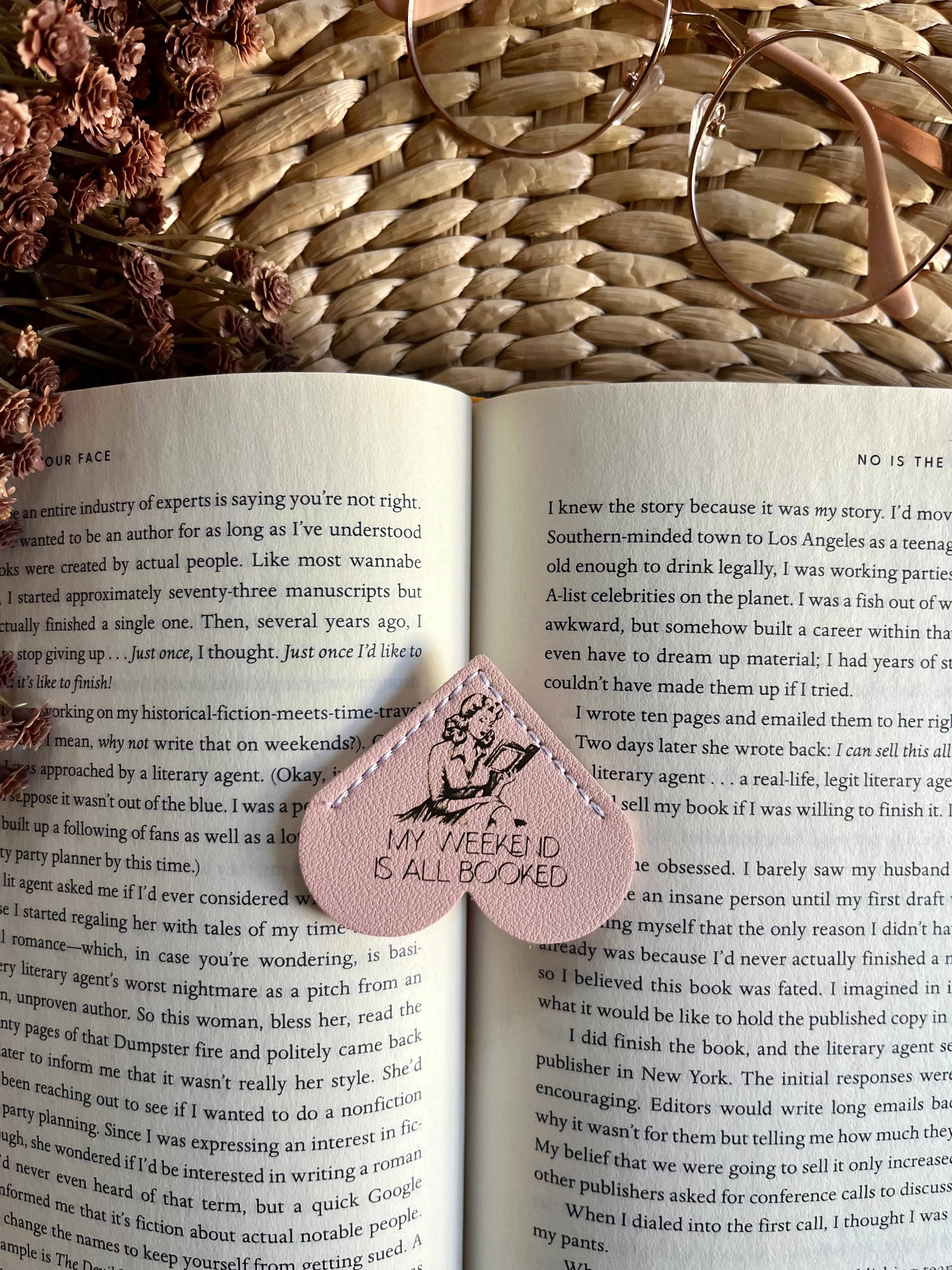 Retro Weekend is Booked Leather Heart Bookmark Ear