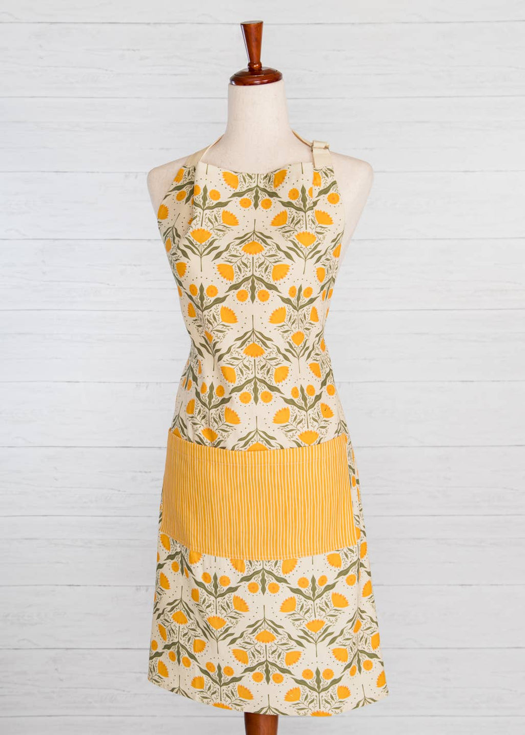 Yellow flowers Cotton Apron – Bright Floral Design