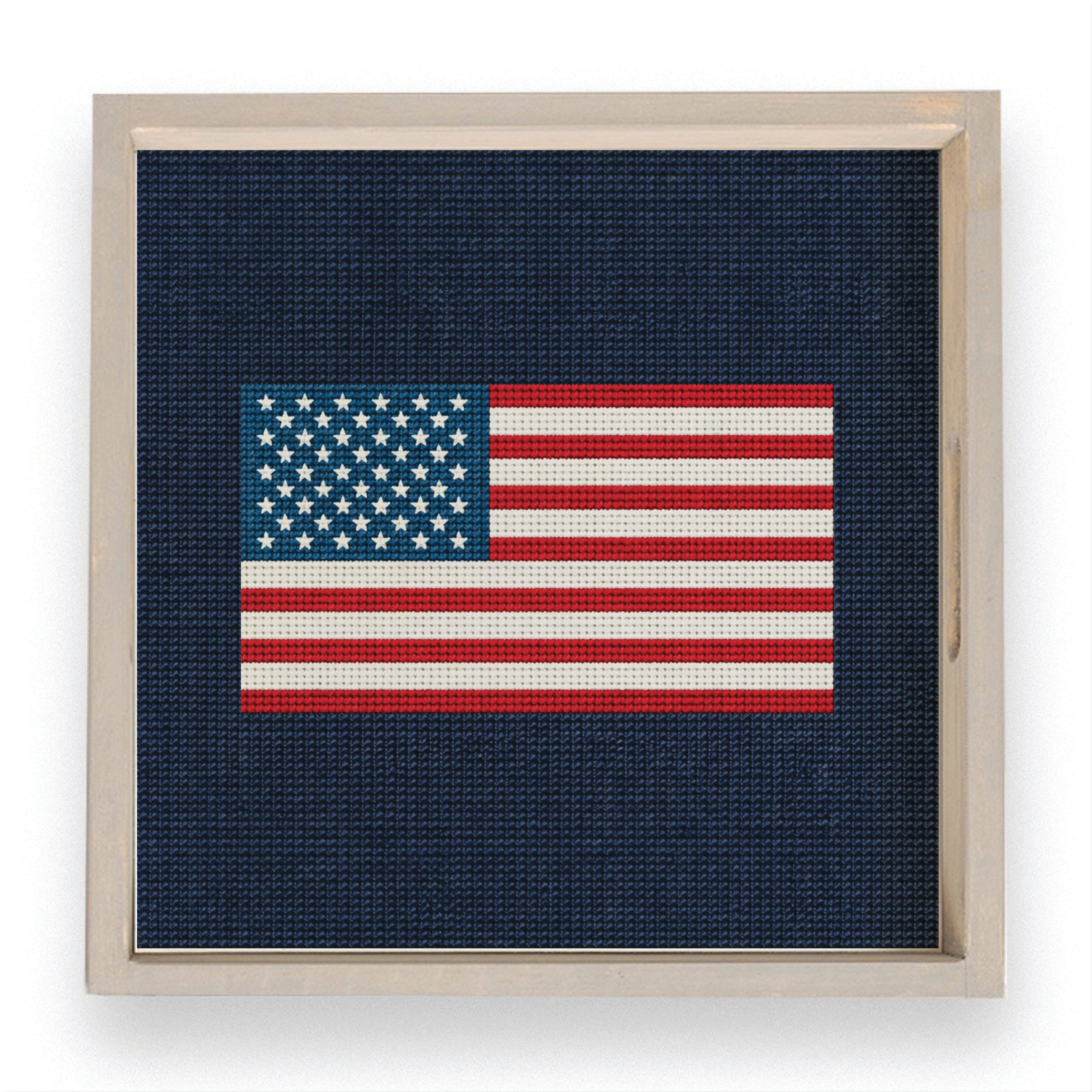 American Flag Needlepoint Serving Tray