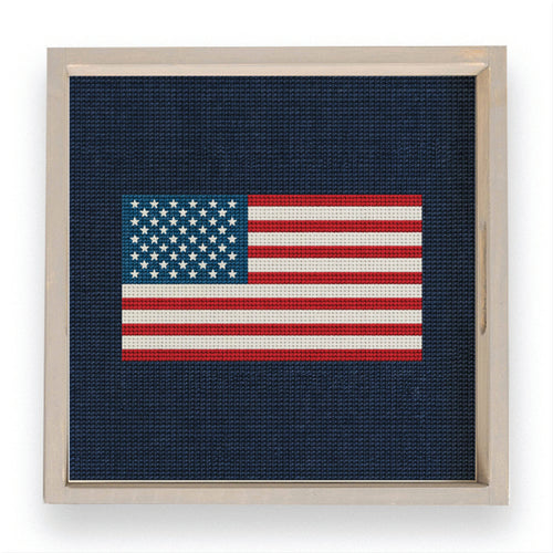 American Flag Needlepoint Serving Tray