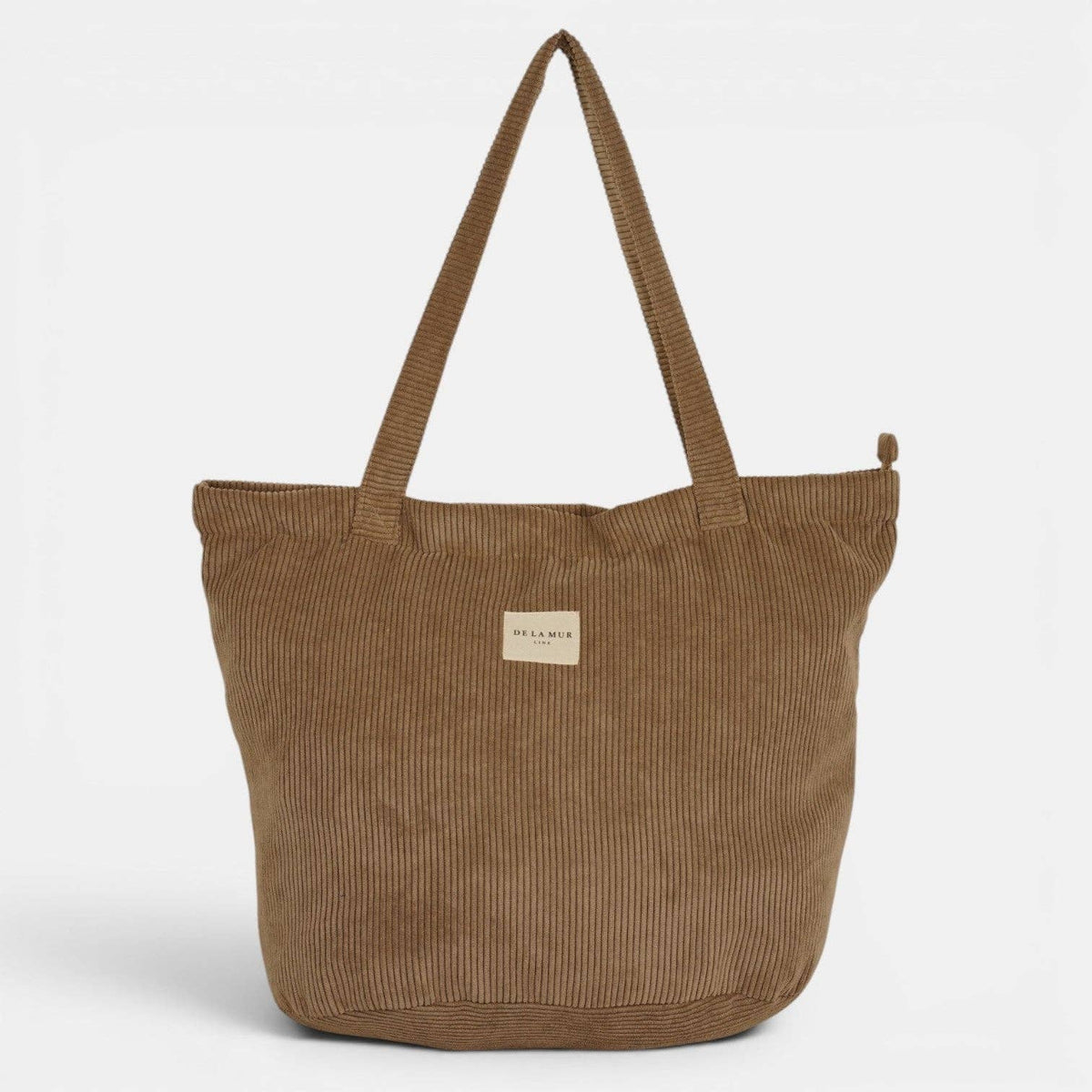 Corduroy Large Zippered Tote Bag – Taupe Beige (Toast)