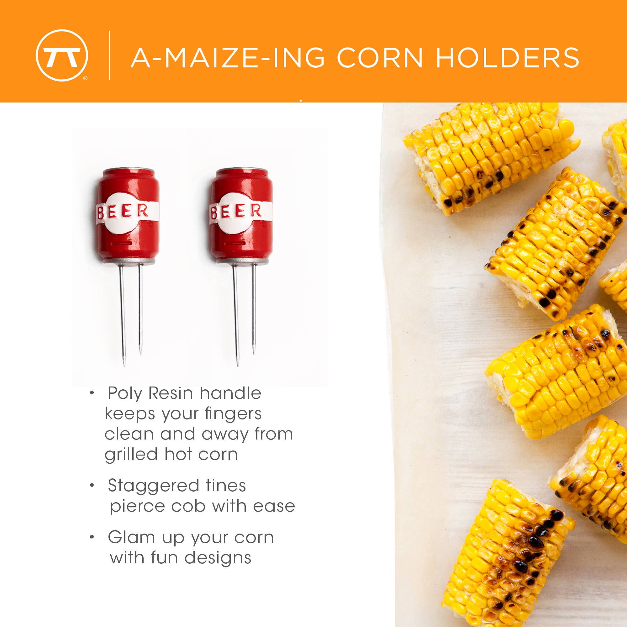 CORN HOLDERS, Beer Cans Set of 4 Pairs, 0.8” x 2.5”