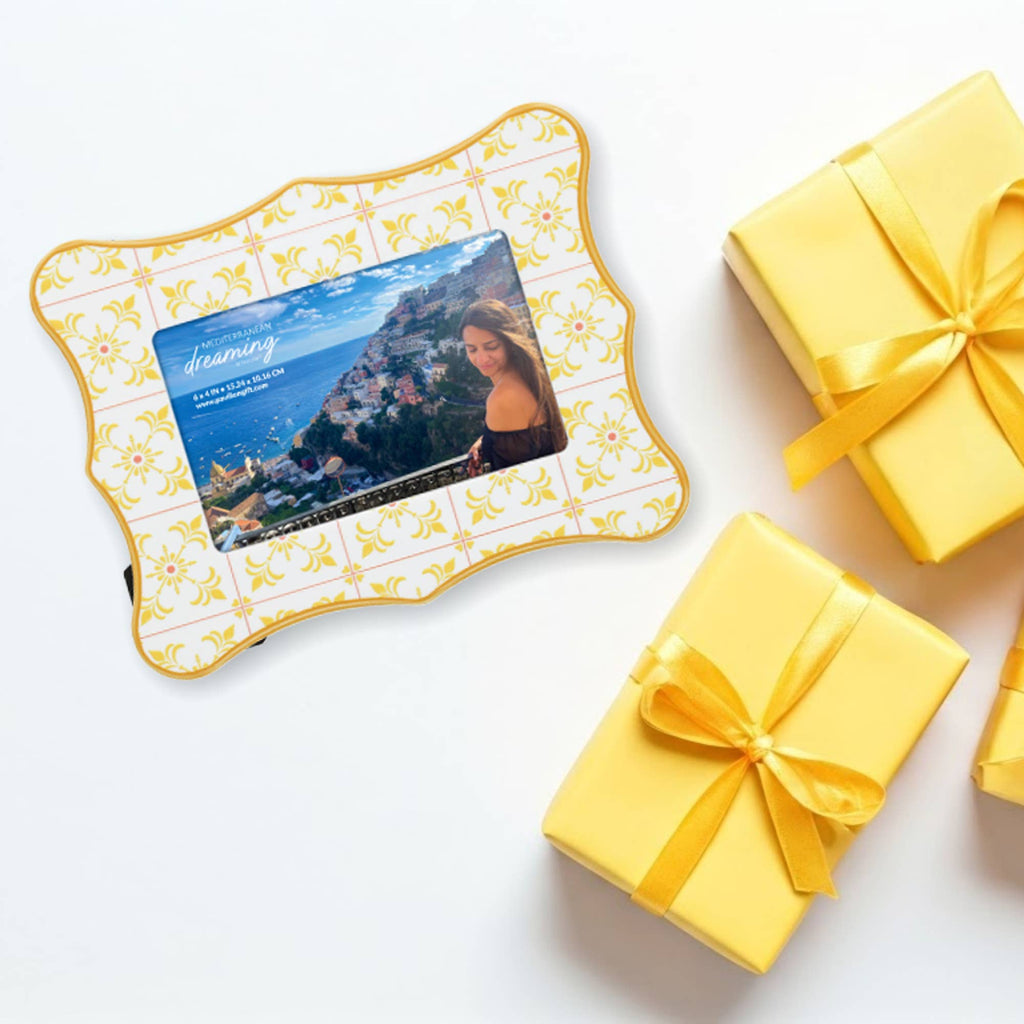 Mediterranean Yellow Pattern - 8.25" x 6.5" Picture Frame (6" x 4" Photo)