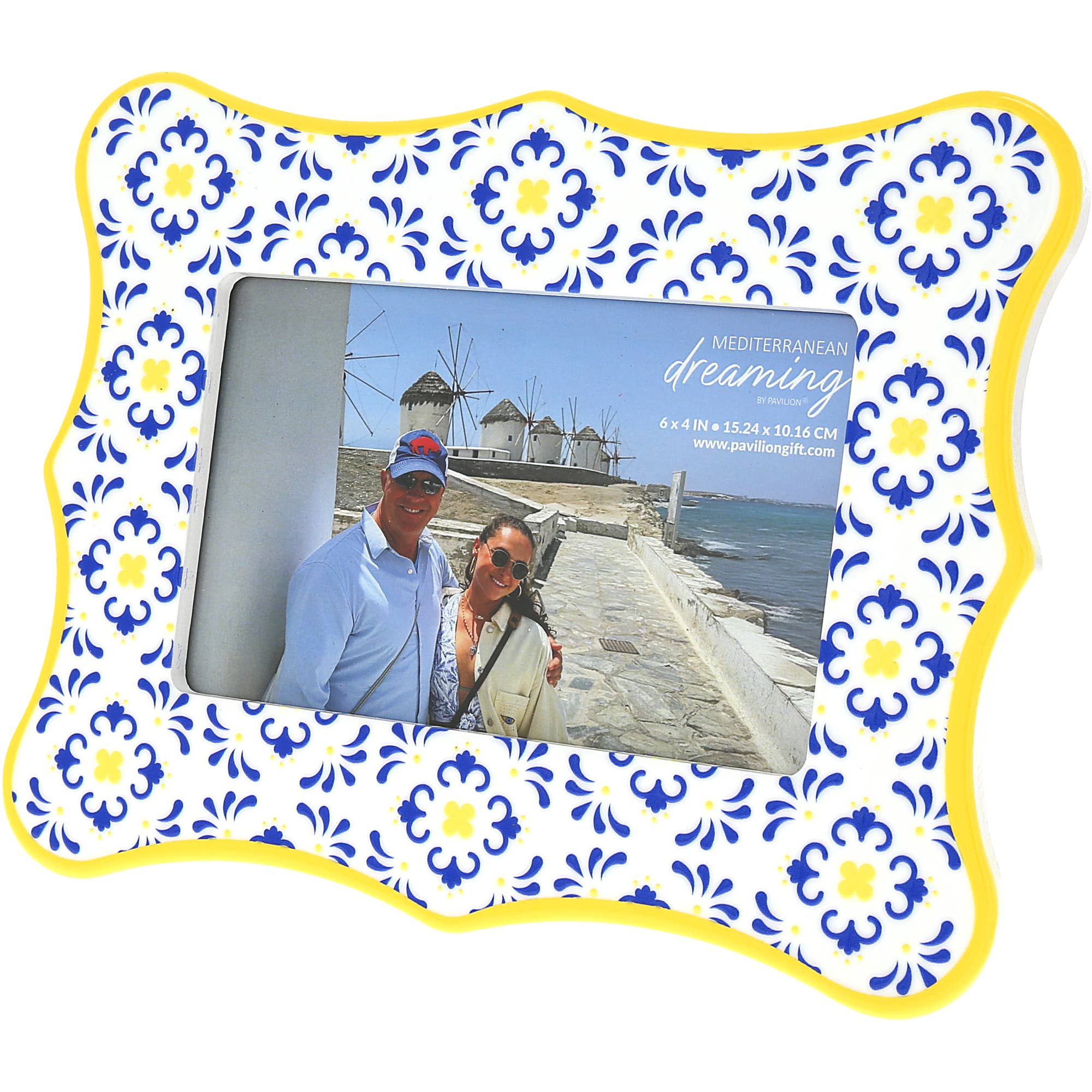 Mediterranean Blue & Yellow-8.25"x6.5" Picture Frame Holds 6" x 4" Photo