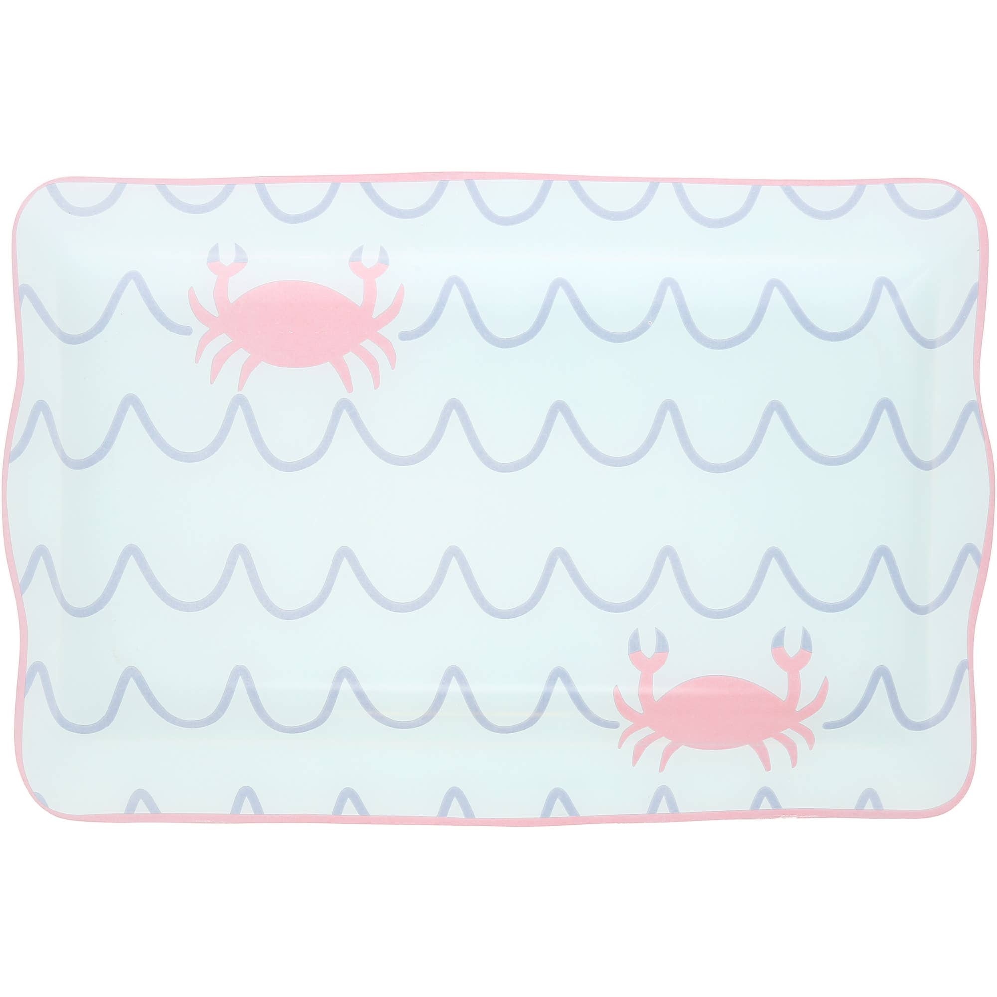 Crab Beach - 16.75" x 11" Glass Serving Tray