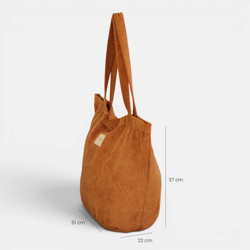 Corduroy Large Zippered Tote Bag – Terracotta (Barro)