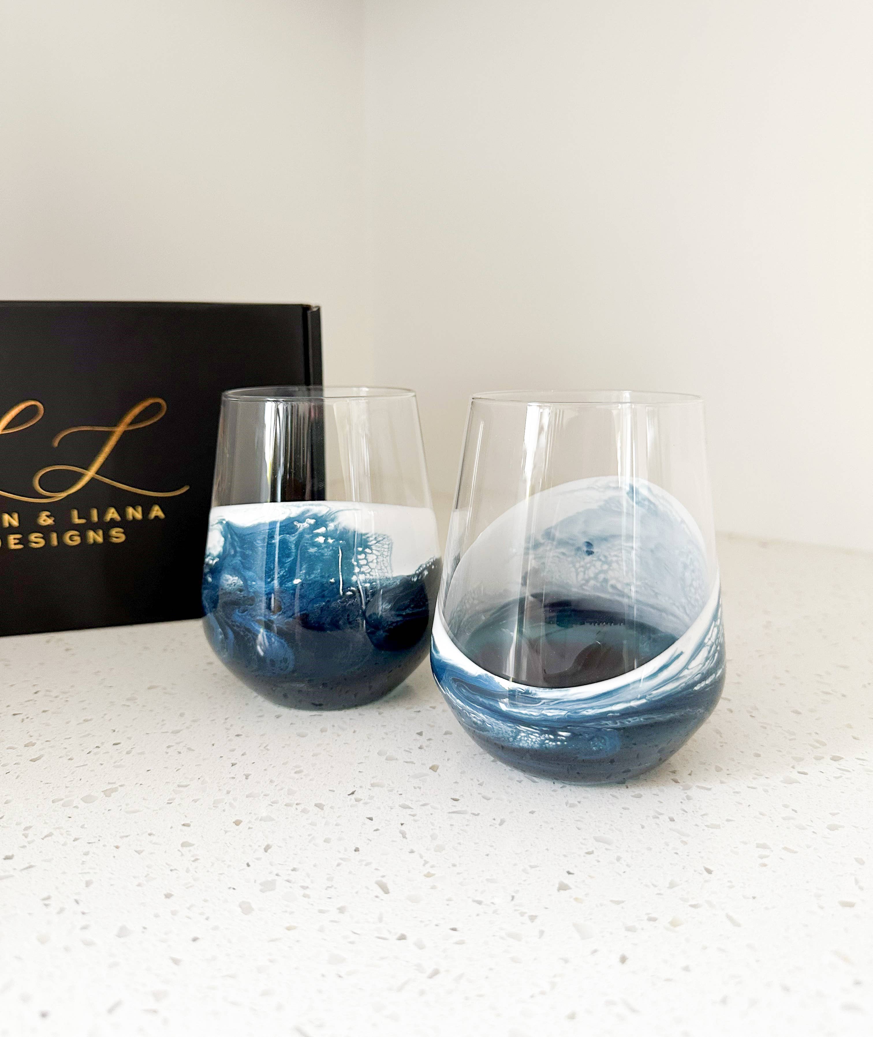 Steamless Wine Glasses- Navy
