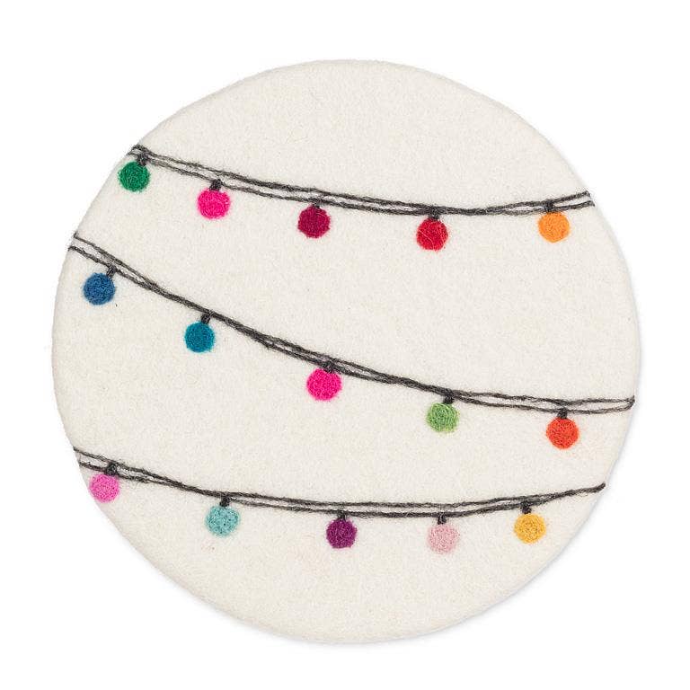 Trivet Round Christmas Lights