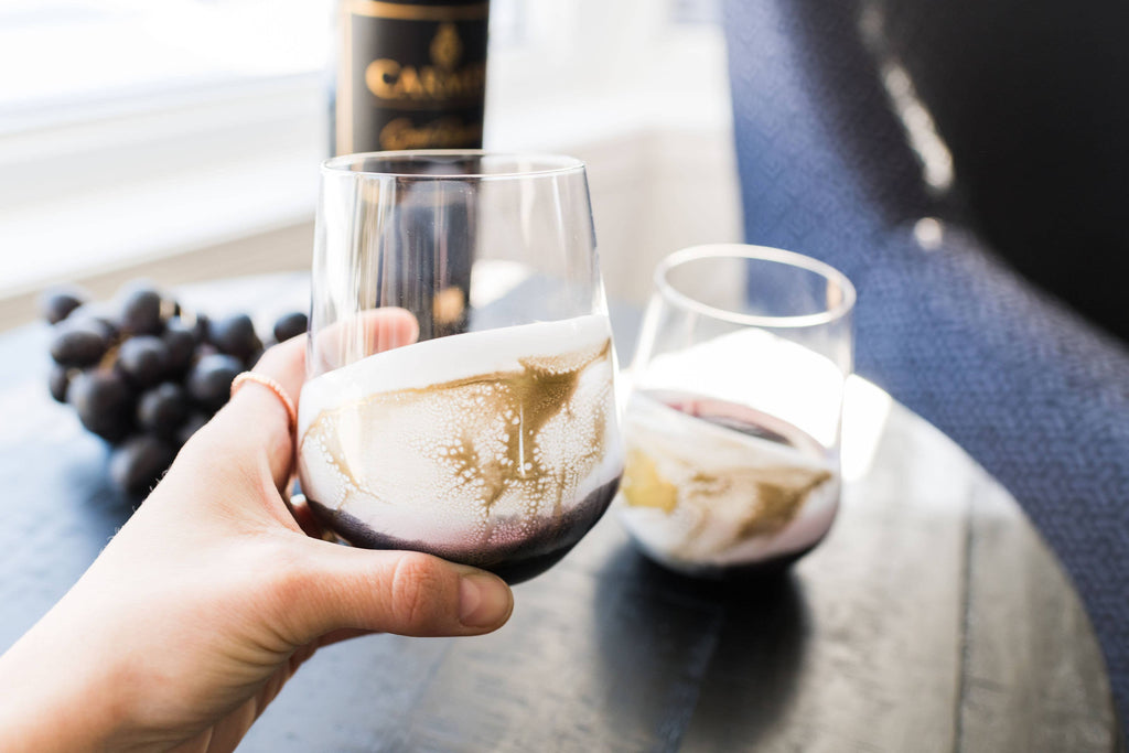 Steamless Wine Glasses-  Gold Quartz