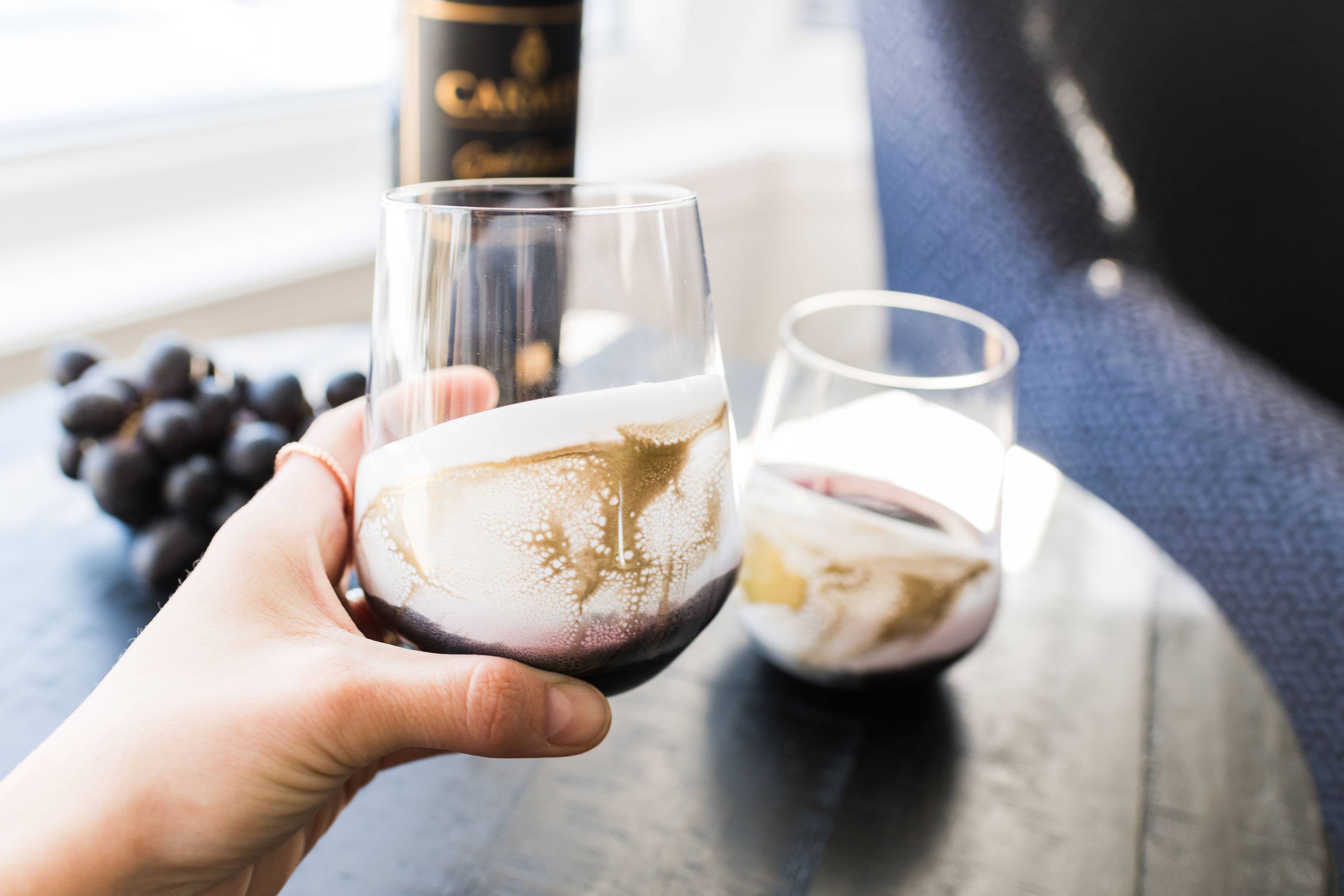 Steamless Wine Glasses-  Gold Quartz