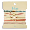 Hair Tie Bracelets-"Live" Teal & Coral with Gold Accent