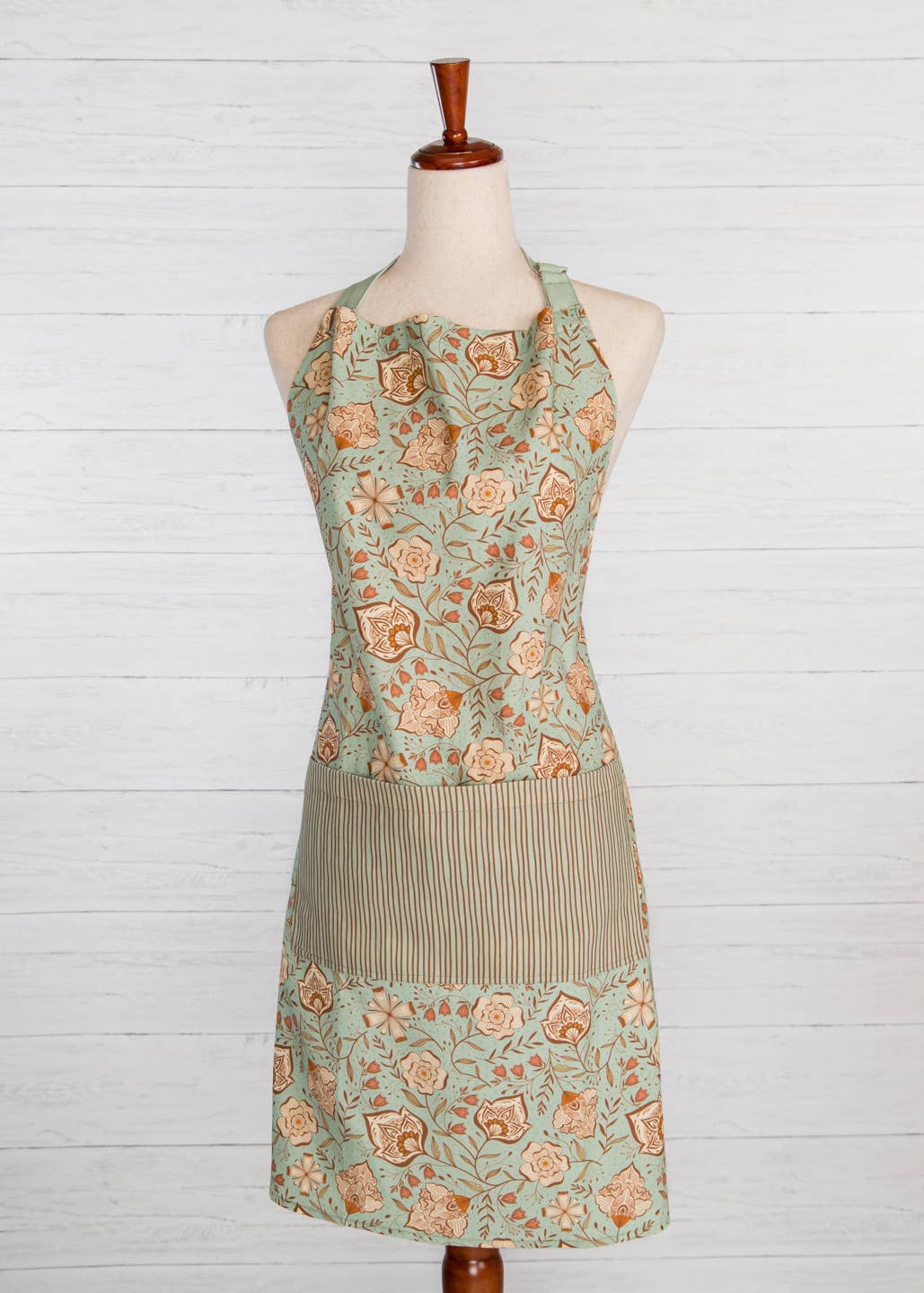 Green Garden Cotton Apron – Floral Botanical Design