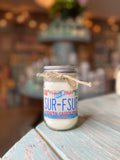 SURFS UP-North Carolina License Plate Mason Jar Candle