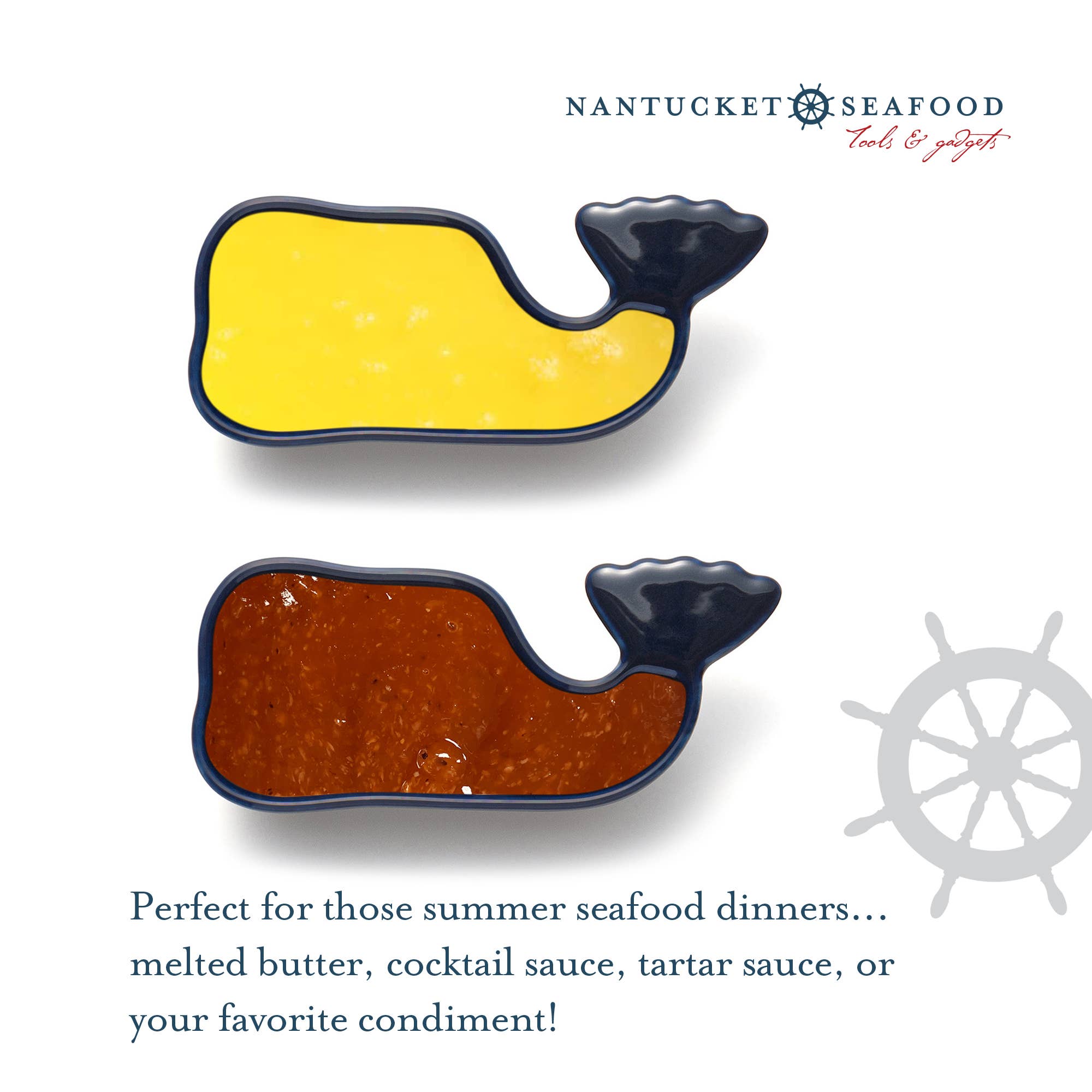 Nantucket Seafood Whale Condiment Cups, Set of 4, 1.5-Ounce