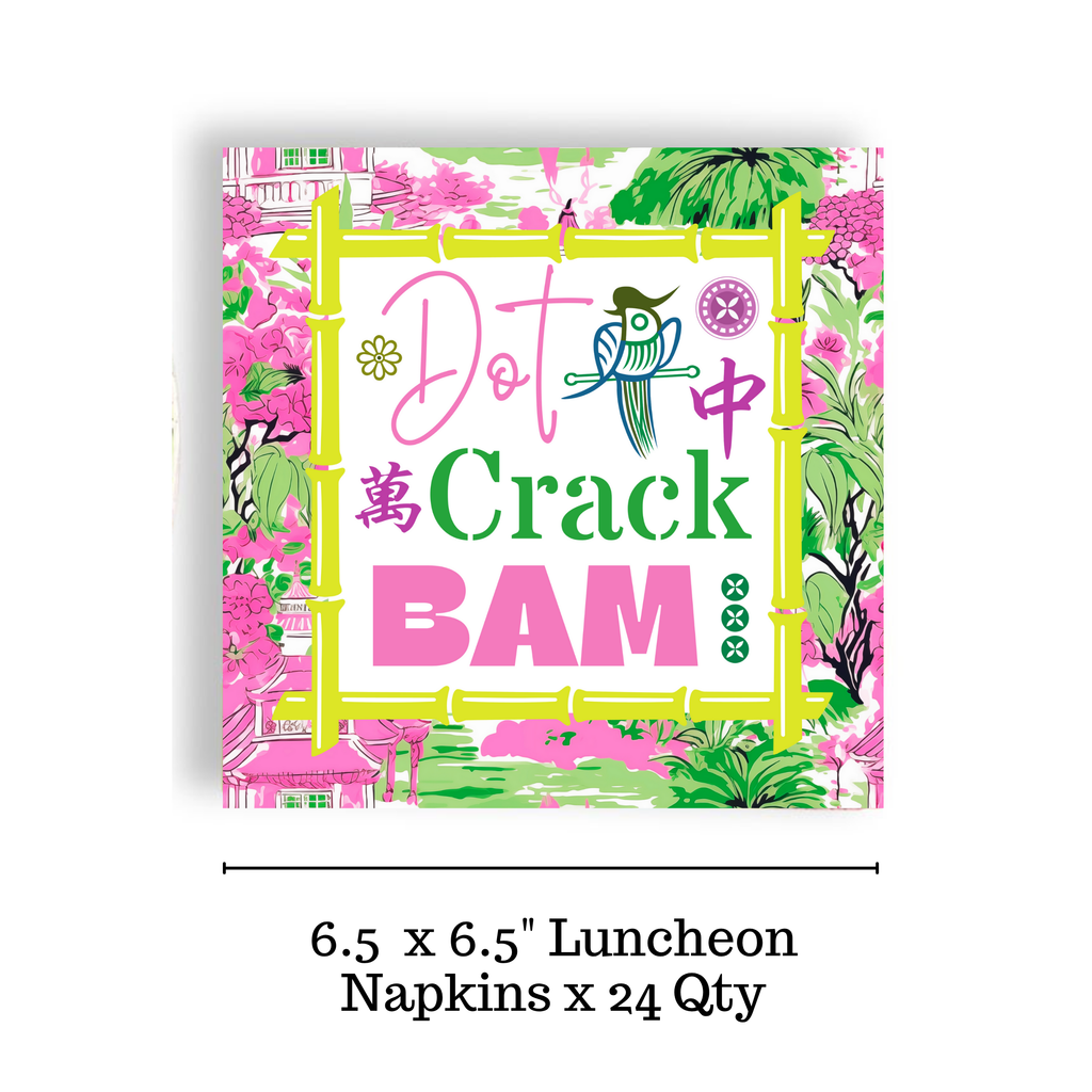 Mahjong  DOT CRACK BAM- GREEN-24ct Luncheon Napkin Separates (3 ply)