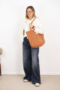 Corduroy Large Zippered Tote Bag – Terracotta (Barro)