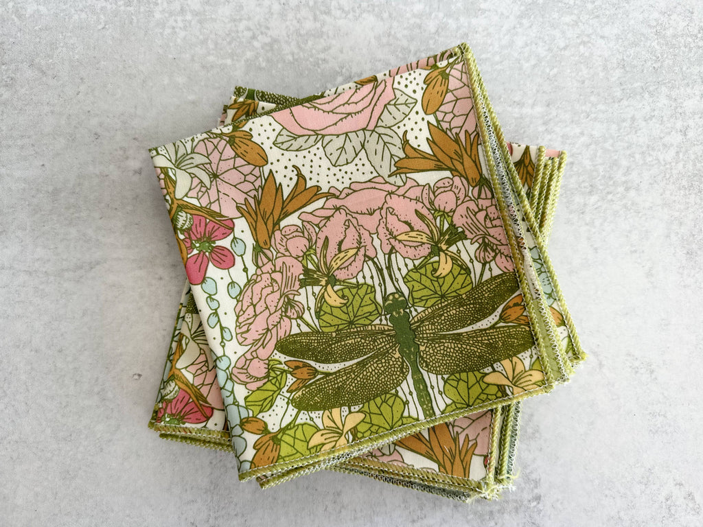 DOT AND ARMY- Dragonfly Garden Cloth Napkins, set of four