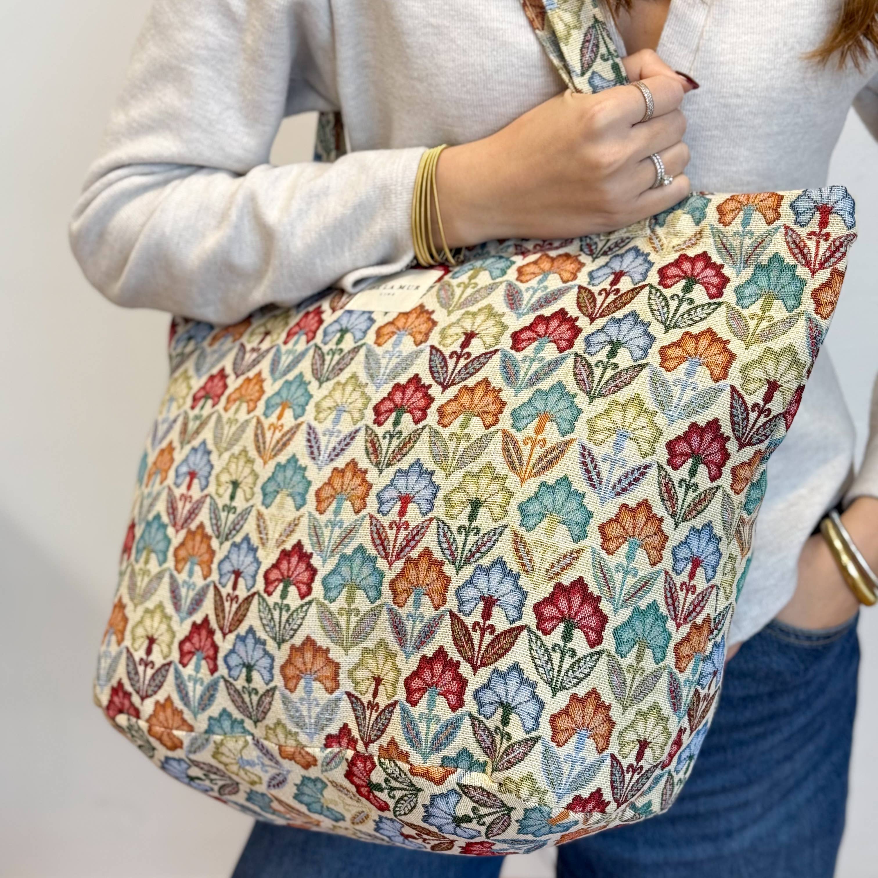 DE LA MUR -Large Zippered Bag Flora