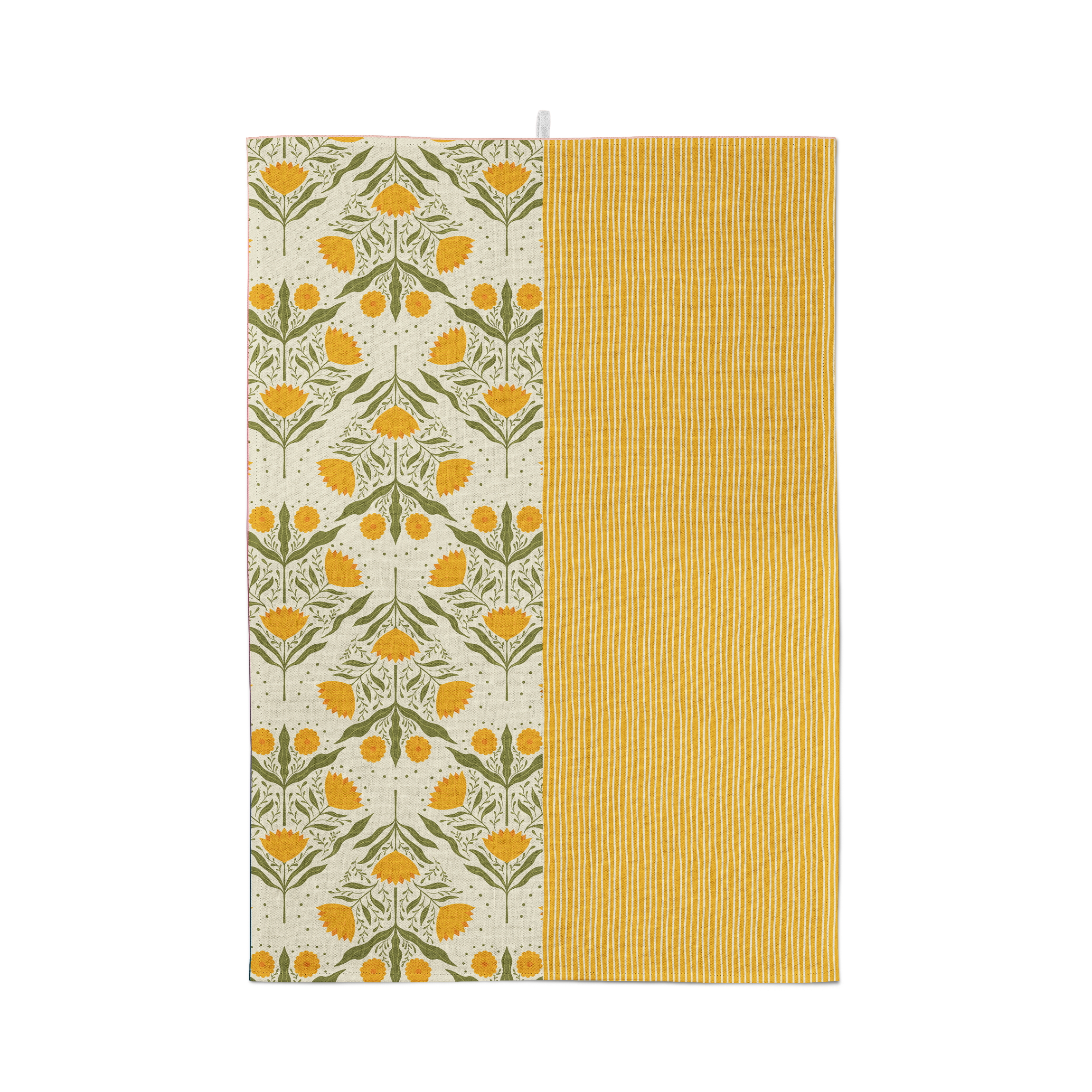 Yellow flowers Cotton Tea Towel – Bright Floral Design