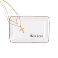 She Is Fierce Trinket Dish   White/Gold   6x4