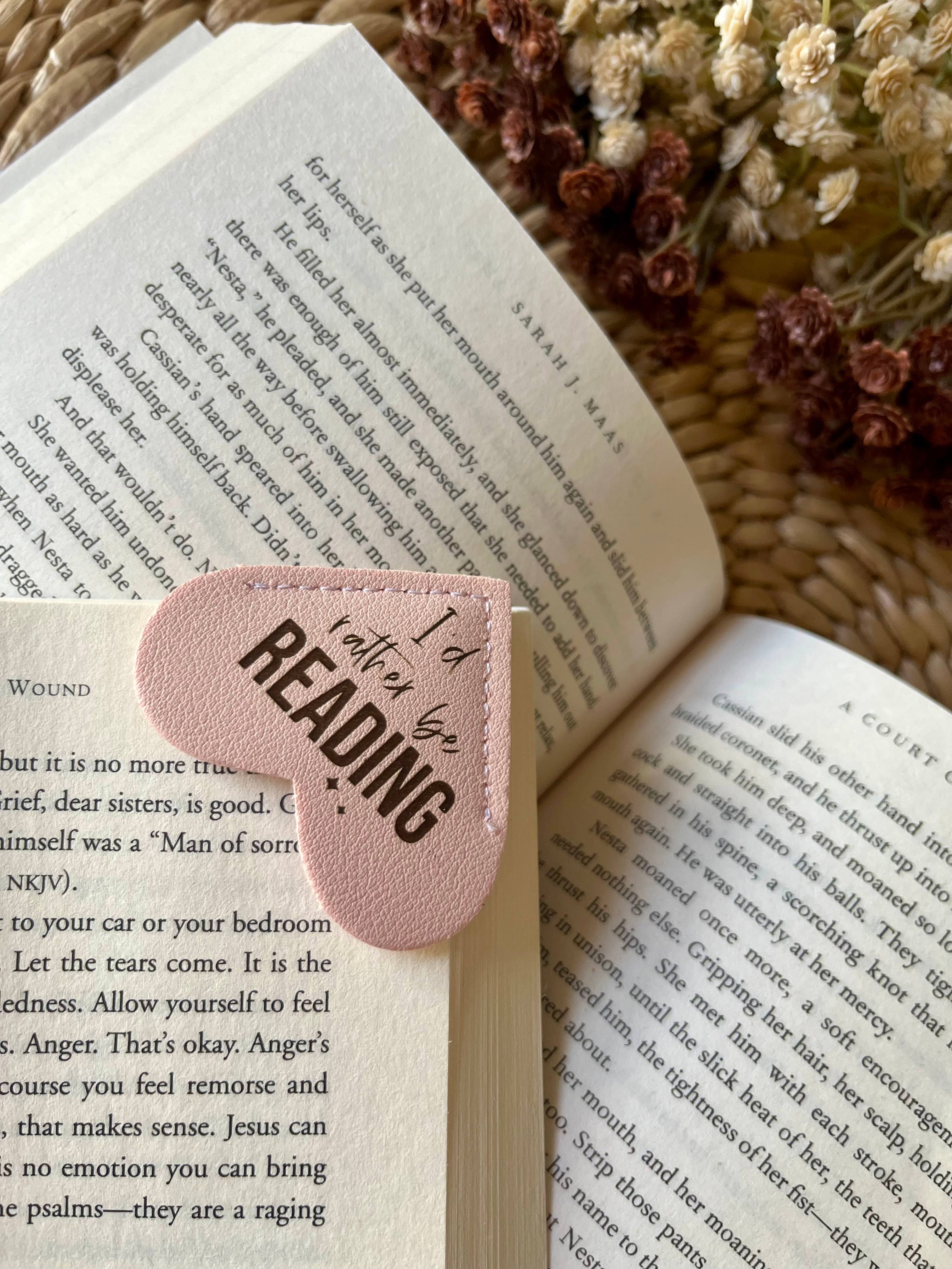 I'd rather be reading Leather Heart Bookmark Ear