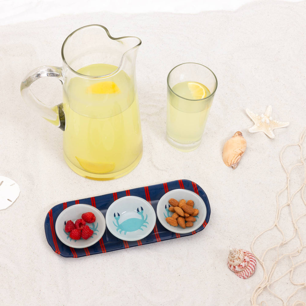 Crab Glass Serving Tray with 3 Bowls