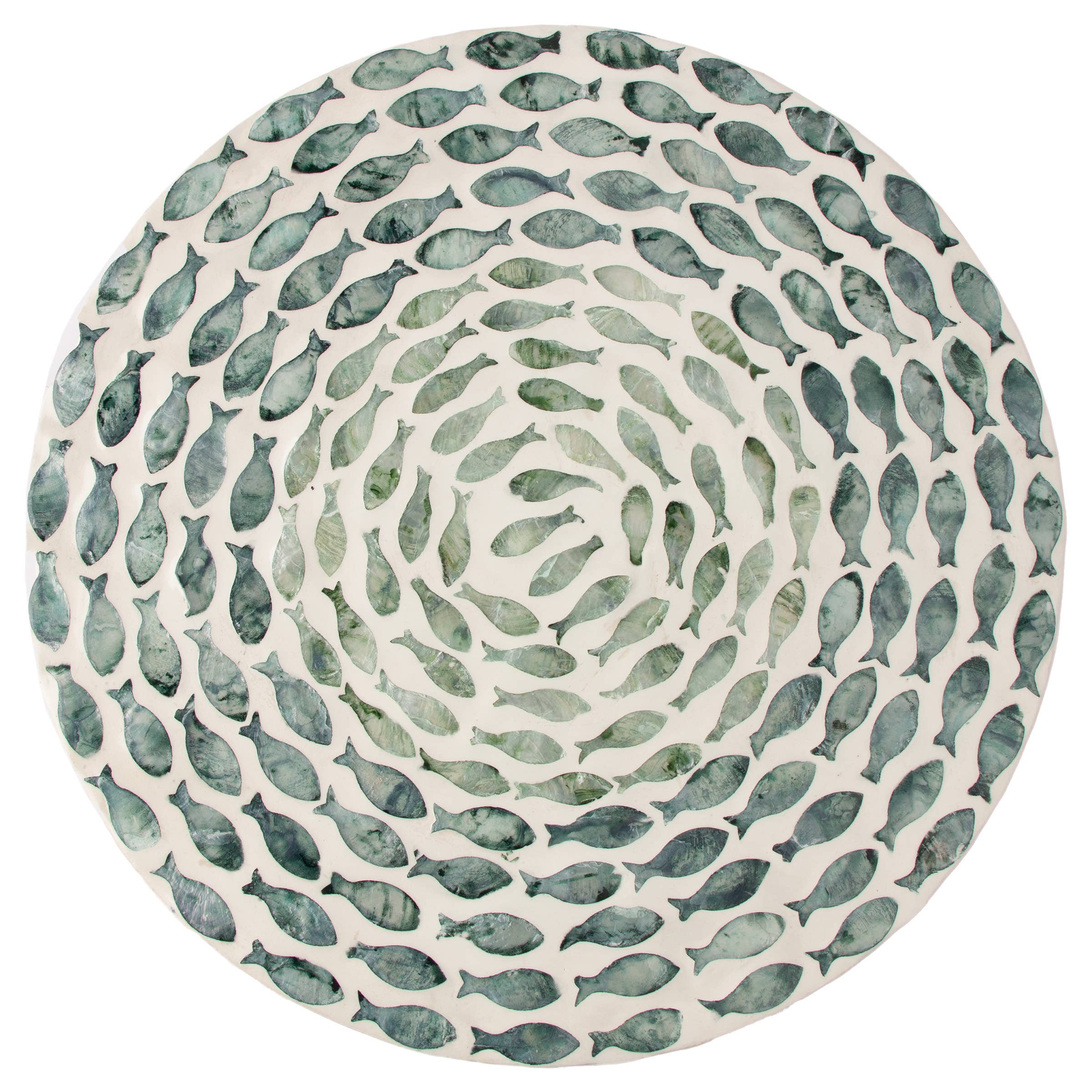 Fish Lazy Susan-Mother Of Pearl Swirling Fish Coastal
