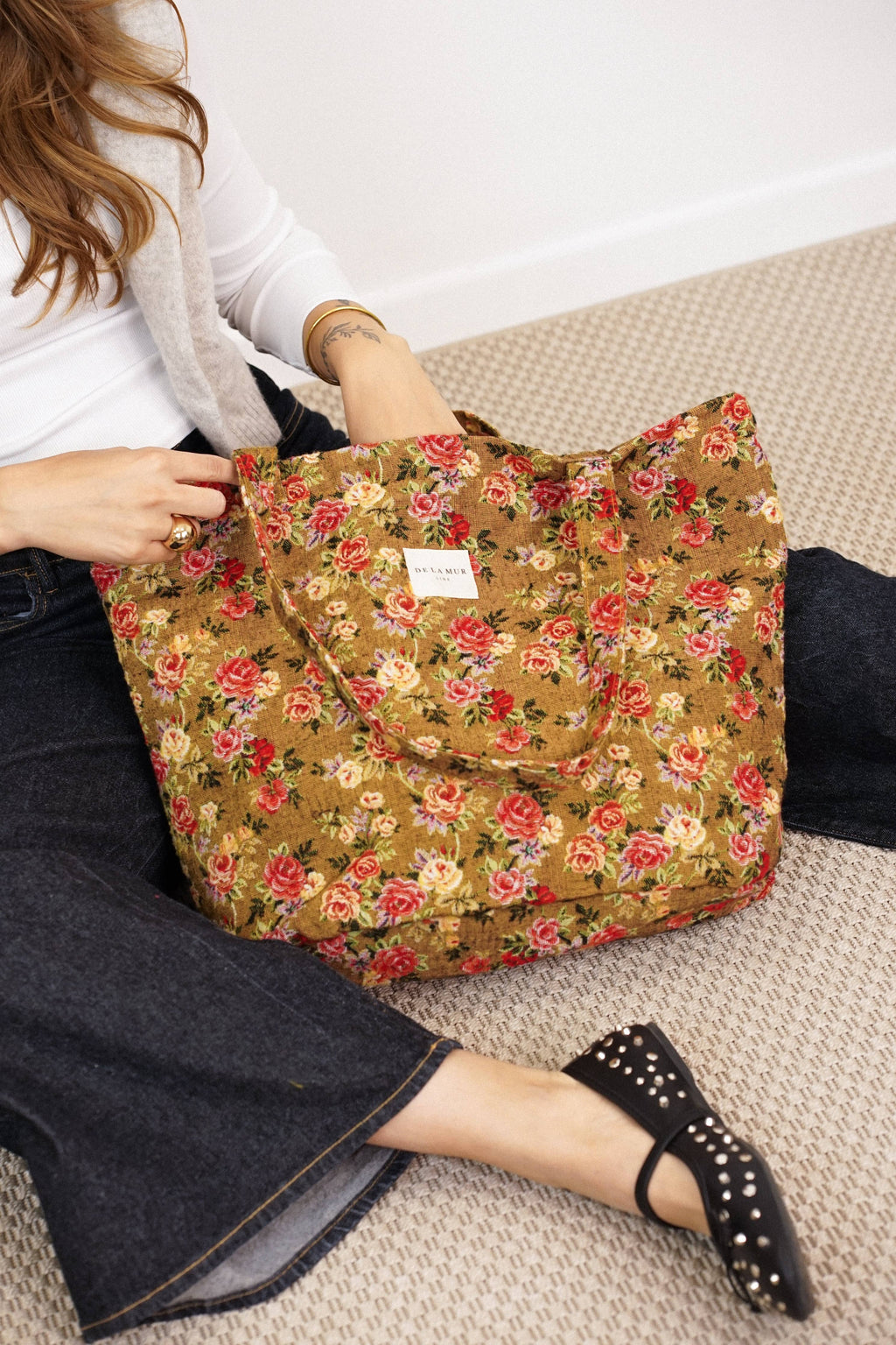 De La Mur-Floral Jacquard Large Tote Bag