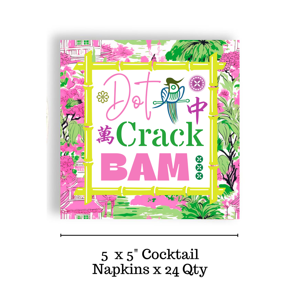 Mahjong DOT CRACK BAM - GREEN -24ct Cocktail Napkin Separates (3ply)