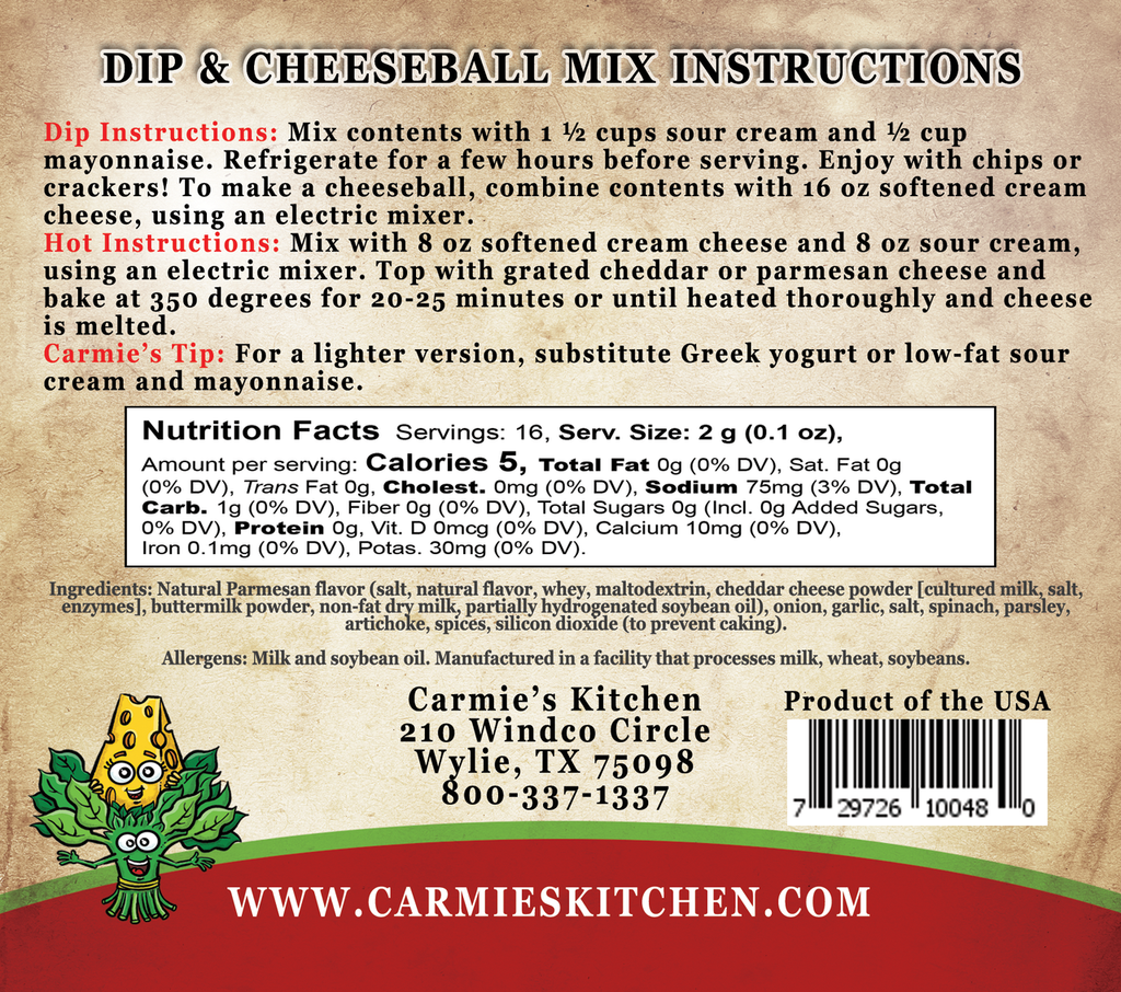 CARMIES KITCHEN SPINACH PARMESAN DIP