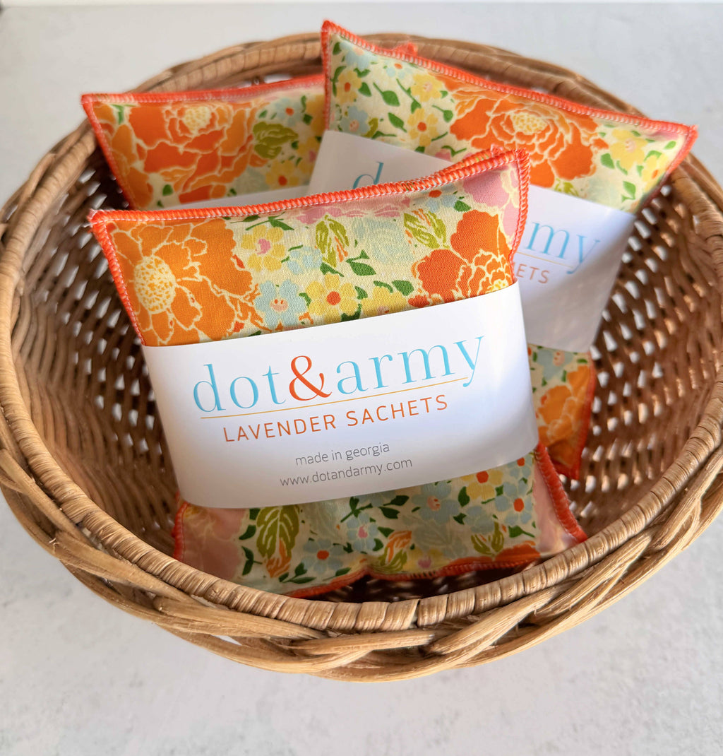 DOT AND ARMY -Marigold Lavender Sachets, set of two