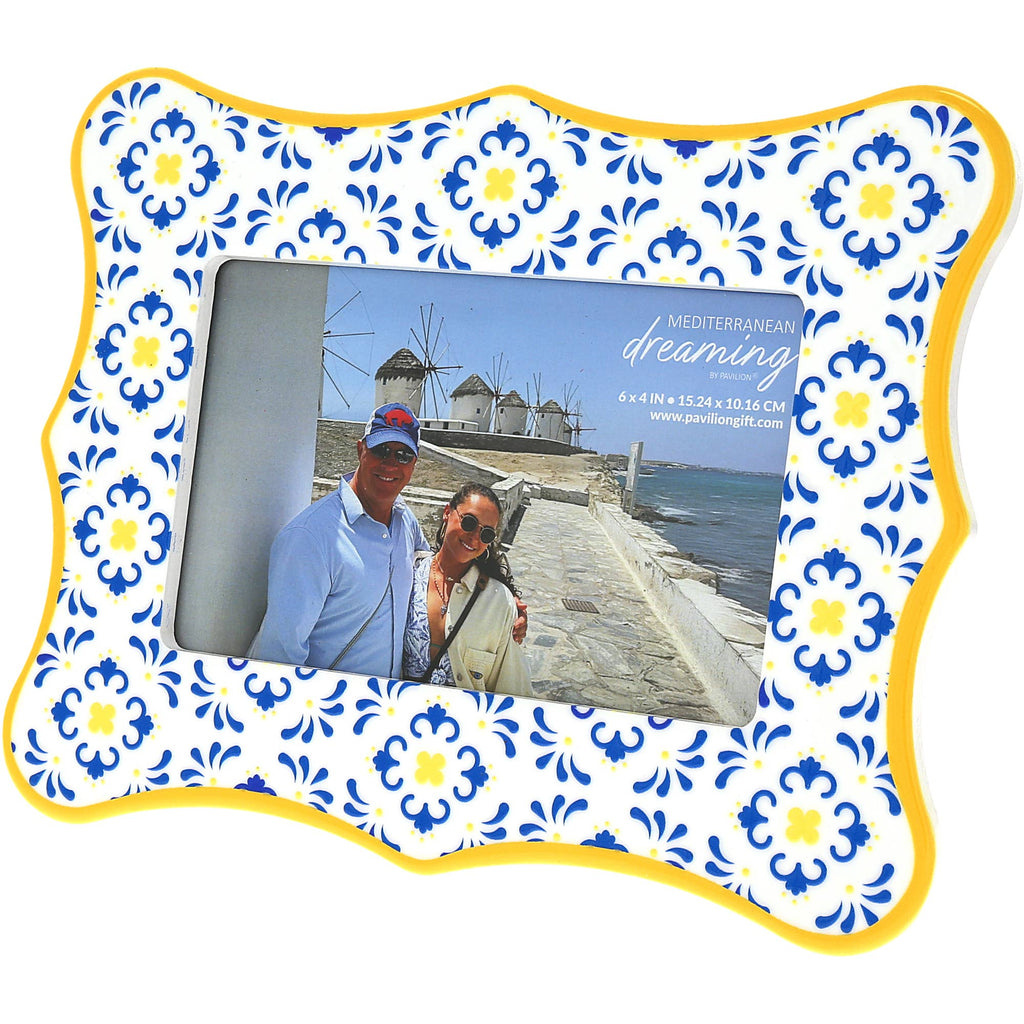 Mediterranean Blue & Yellow-8.25"x6.5" Picture Frame Holds 6" x 4" Photo