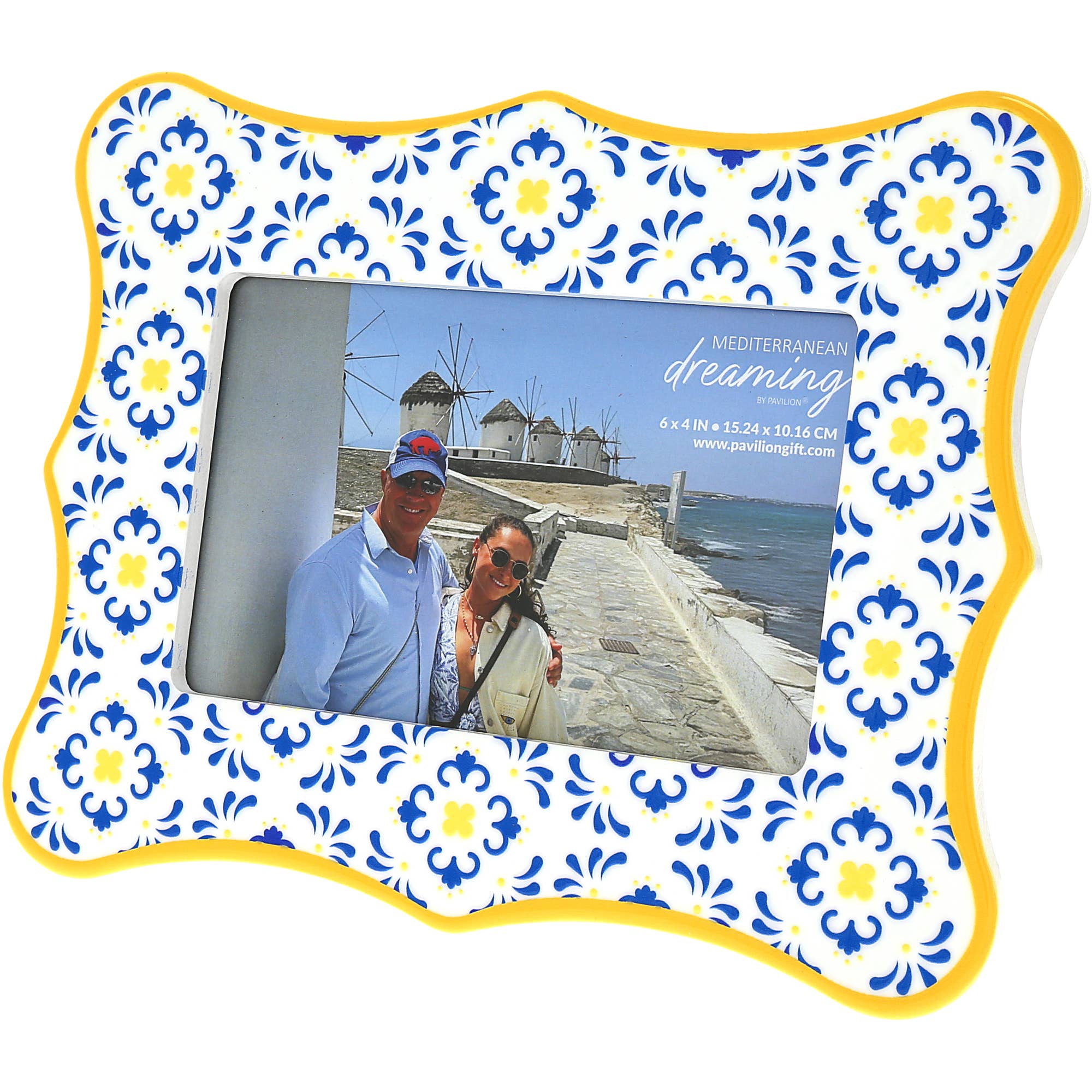 Mediterranean Blue & Yellow-8.25"x6.5" Picture Frame Holds 6" x 4" Photo