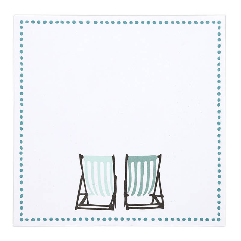 Square Notepaper with Wood Tray - Beach Chairs